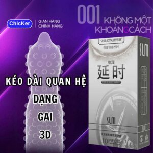 Bao cao su kéo dài quan hệ có gai SLM siêu mỏng 001, nhiều gel – Hộp 10 chiếc