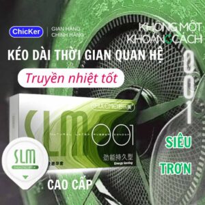 Bao cao su cao cấp gân gai SLM siêu mỏng 001mm, kéo dài thời gian, nhiều gel – Hộp 10 chiếc