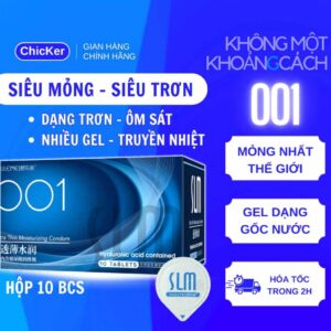 Bao cao su siêu mỏng 001 SLM nhiều gel, truyền nhiệt tốt – Hộp 10 chiếc